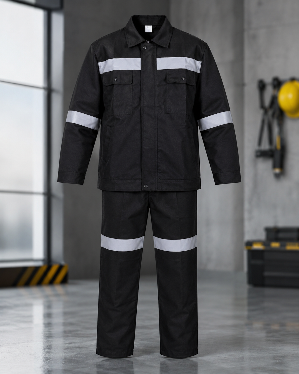 Black Reflective Workwear Uniform Set