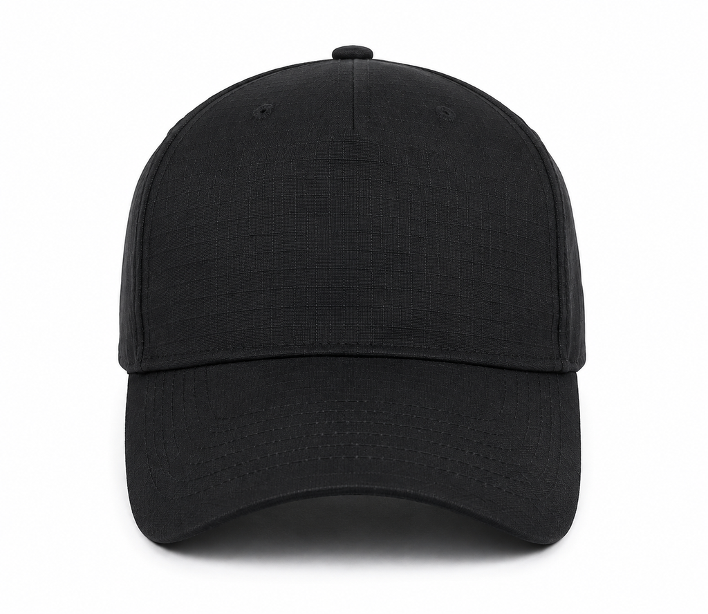 Tactical Black Ripstop Baseball Cap – Plain