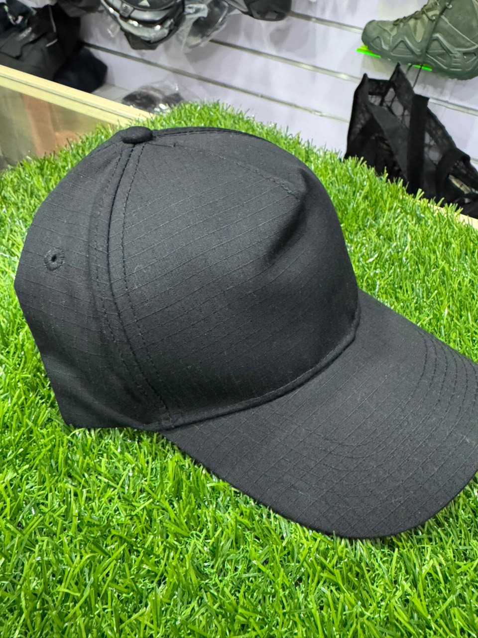 Tactical Black Ripstop Baseball Cap – Plain