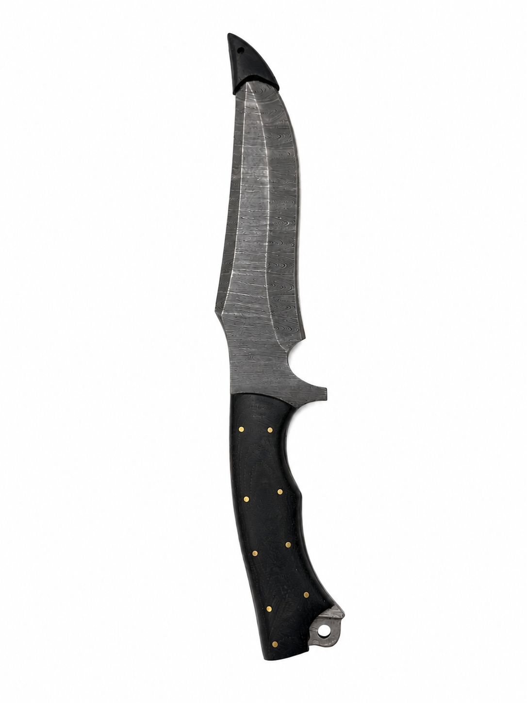 Shadow Fang Damascus Hunting Knife with Leather Sheath