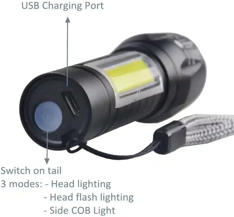 Rechargeable Torch LED Flashlight Super Bright Beam for Emergency