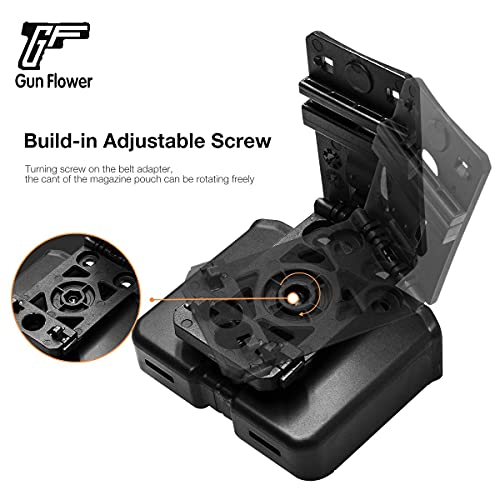 Double Stack Mag Pouch for 9mm/.40 Mags – Universal Magazine Holster with Molle & Belt Clip – OWB Adjustable Magazine Carrier for Glock 17/19, P365, Hellcat Pro Magazine Holder