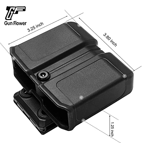 Double Stack Mag Pouch for 9mm/.40 Mags – Universal Magazine Holster with Molle & Belt Clip – OWB Adjustable Magazine Carrier for Glock 17/19, P365, Hellcat Pro Magazine Holder