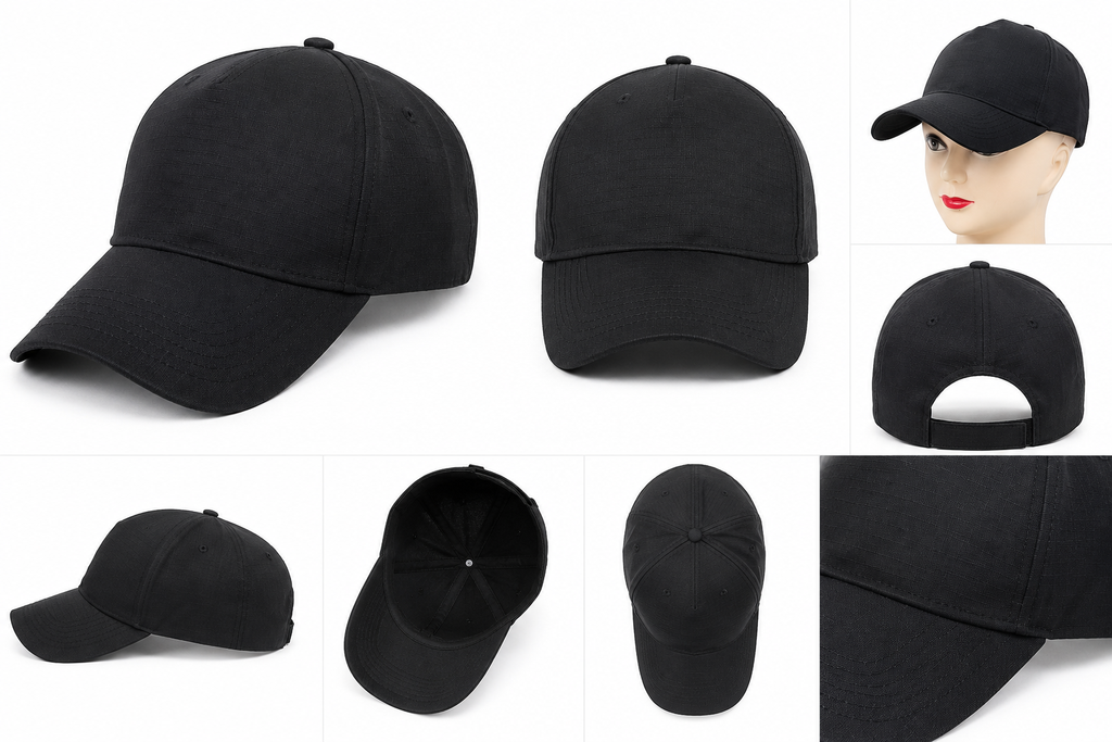 Tactical Black Ripstop Baseball Cap – Plain