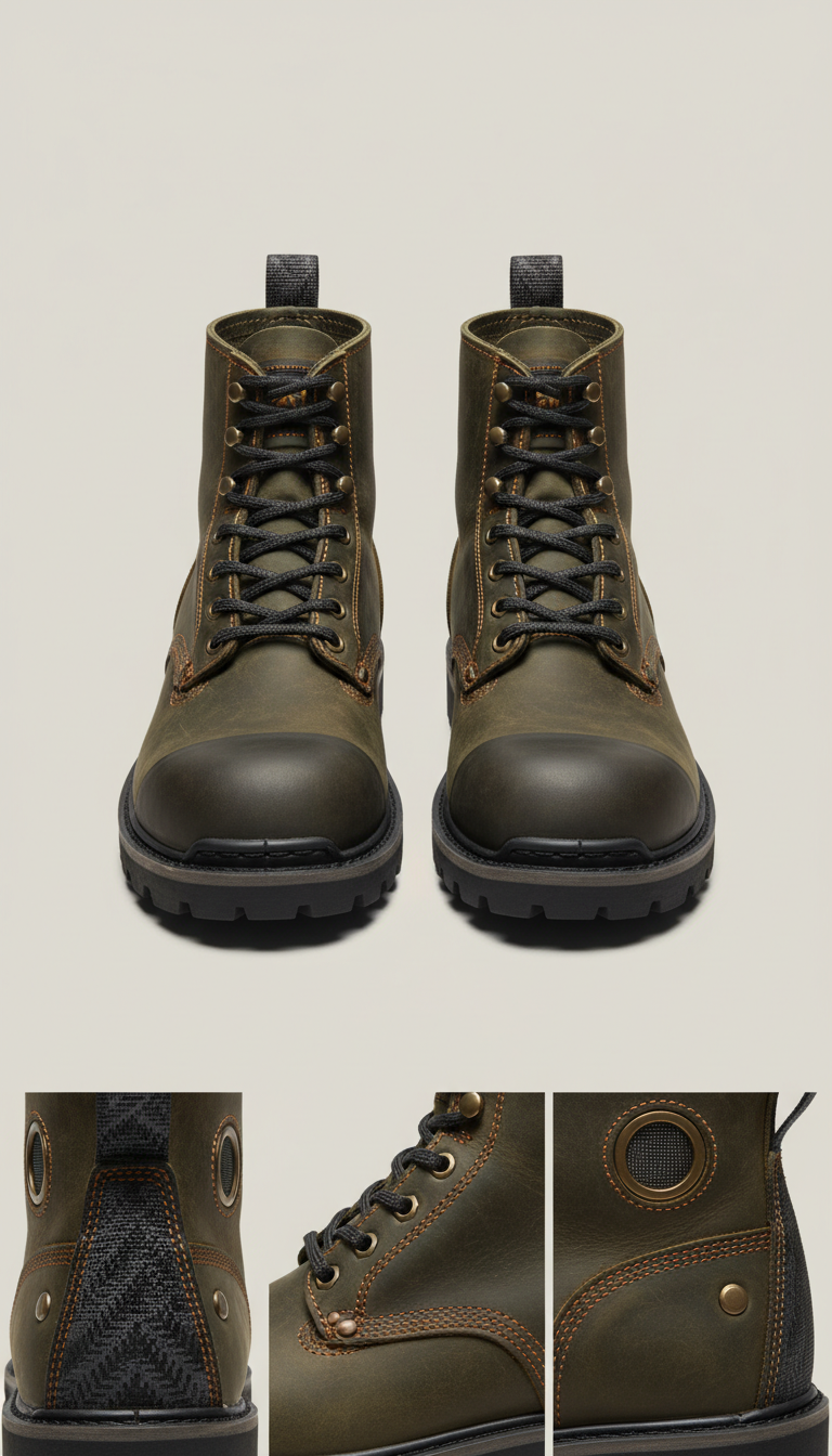 Industrial Work Boots With Slip-Resistant Soles