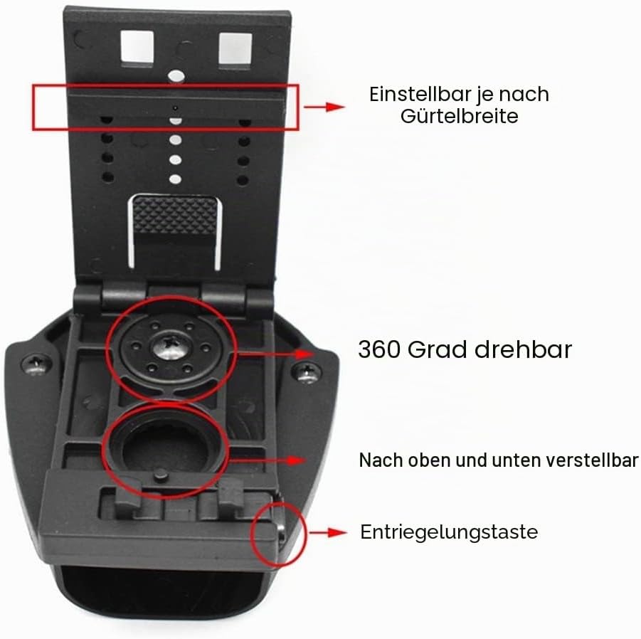 DONGKER Handcuff Holster, Police Handcuff Holder, 360° Rotatable Quick Release Handcuff Case Made of Plastic Steel for Policemen, Military, Outdoor, Black