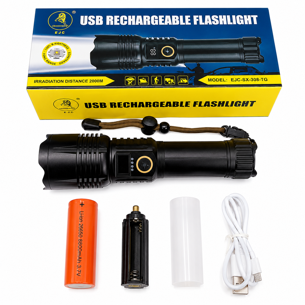 Ultra-bright USB Rechargeable LED Flashlight