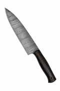 Shadow Edge Damascus Chef Knife with Leather Sheath