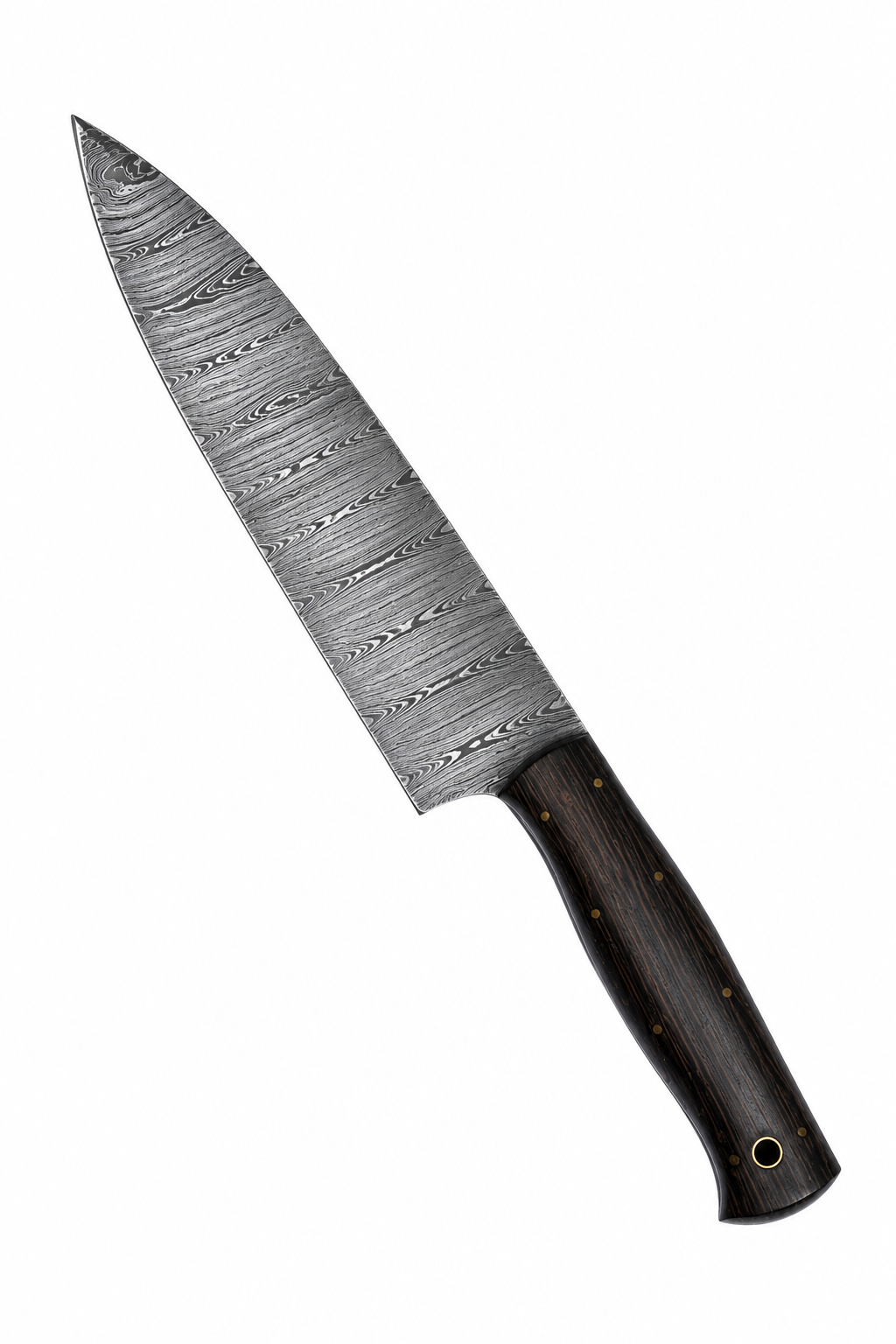 Shadow Edge Damascus Chef Knife with Leather Sheath