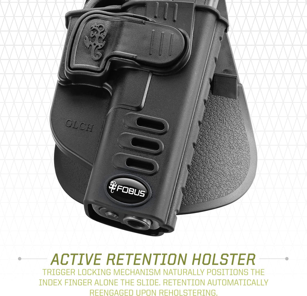 Fobus GLCH Concealed Carry OWB Holster for Glock 17, 19, 22, 23, 31, 32, 34, 35, 45, Active Retention, Right Handed