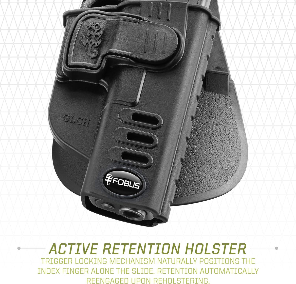 Fobus GLCH Concealed Carry OWB Holster for Glock 17, 19, 22, 23, 31, 32, 34, 35, 45, Active Retention, Right Handed