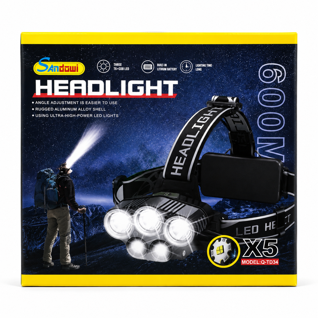 Sandowi Q-TD34 X5 USB Rechargeable 600M LED Headlamp
