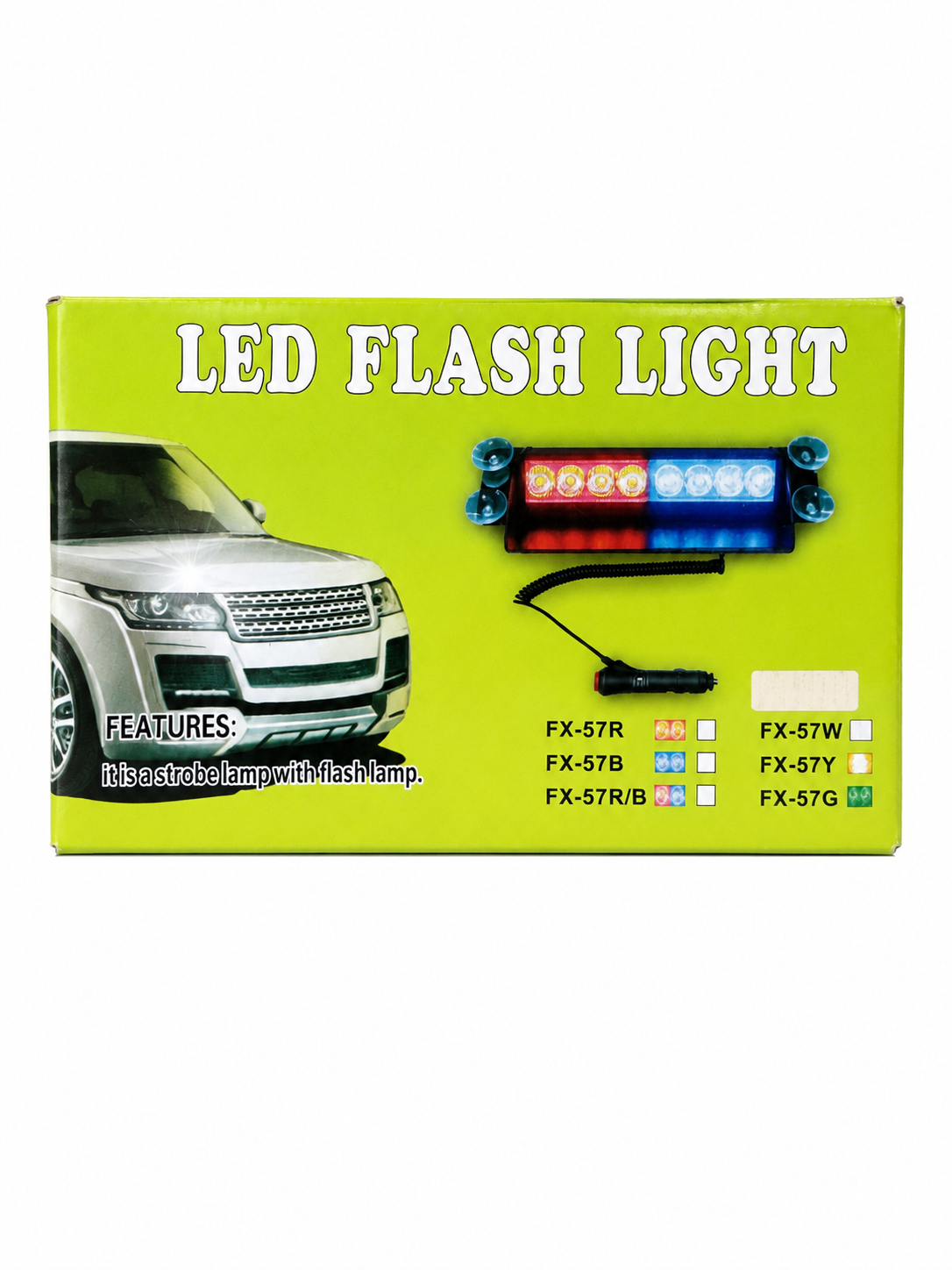 FX-57 LED Emergency Vehicle Strobe Warning Light – 12V Plug-In Dashboard Beacon