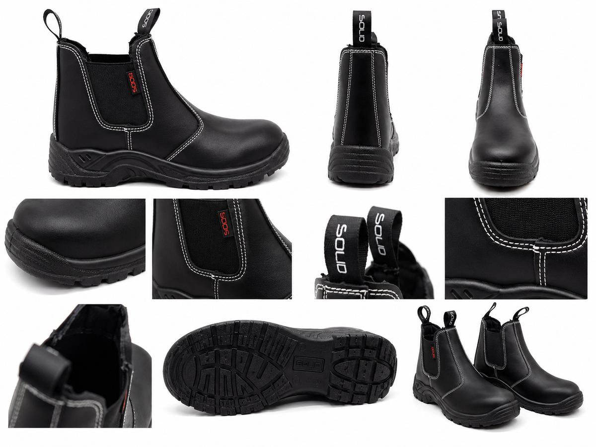 Solid Pro Chelsea Safety Boots – Slip-On Work & Security Boots (Black)