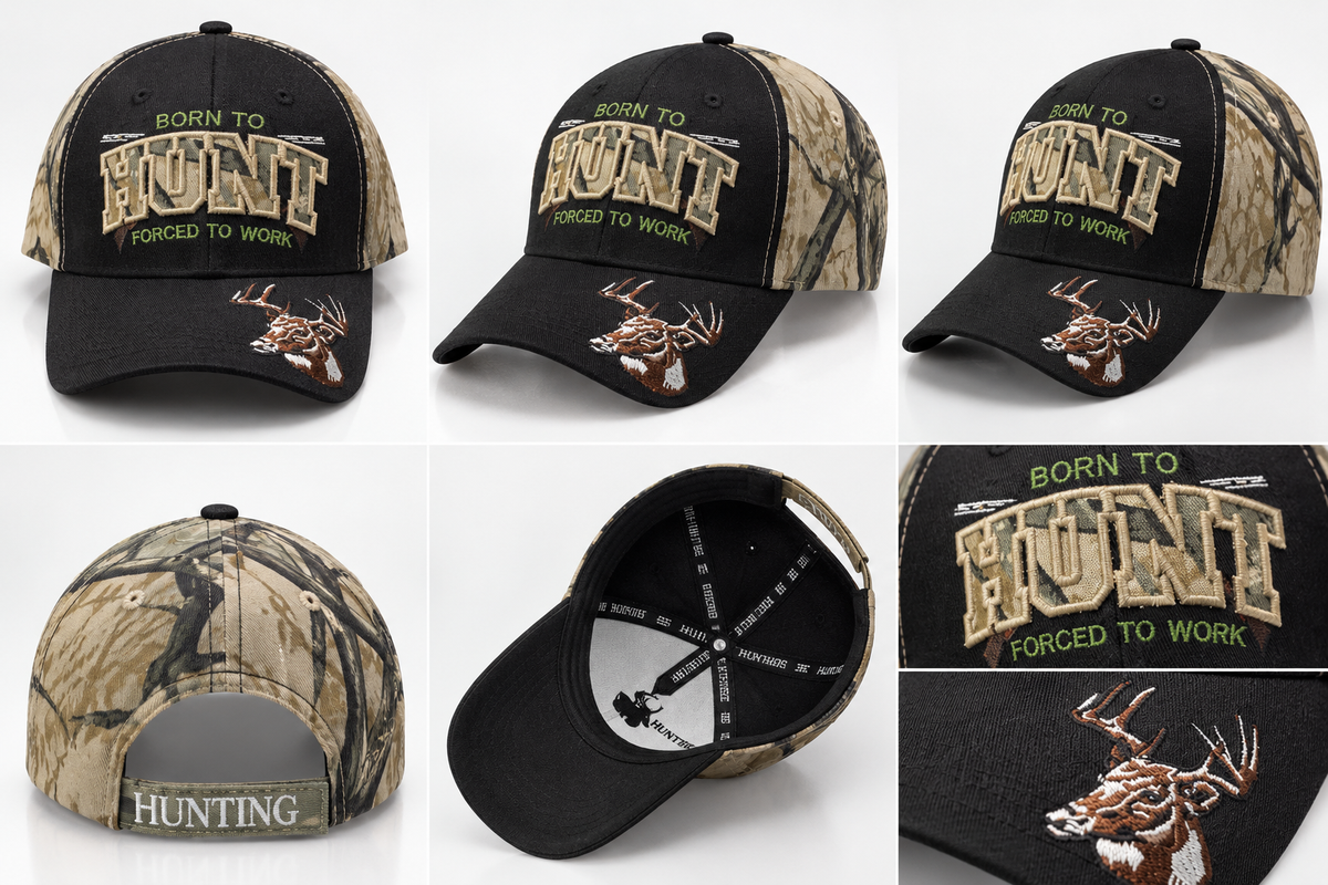 Born to Hunt Camo Hunting Adjustable Cap
