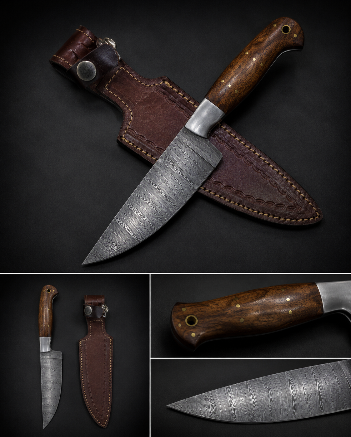 Damascus Pro Chef Knife with Leather Sheath