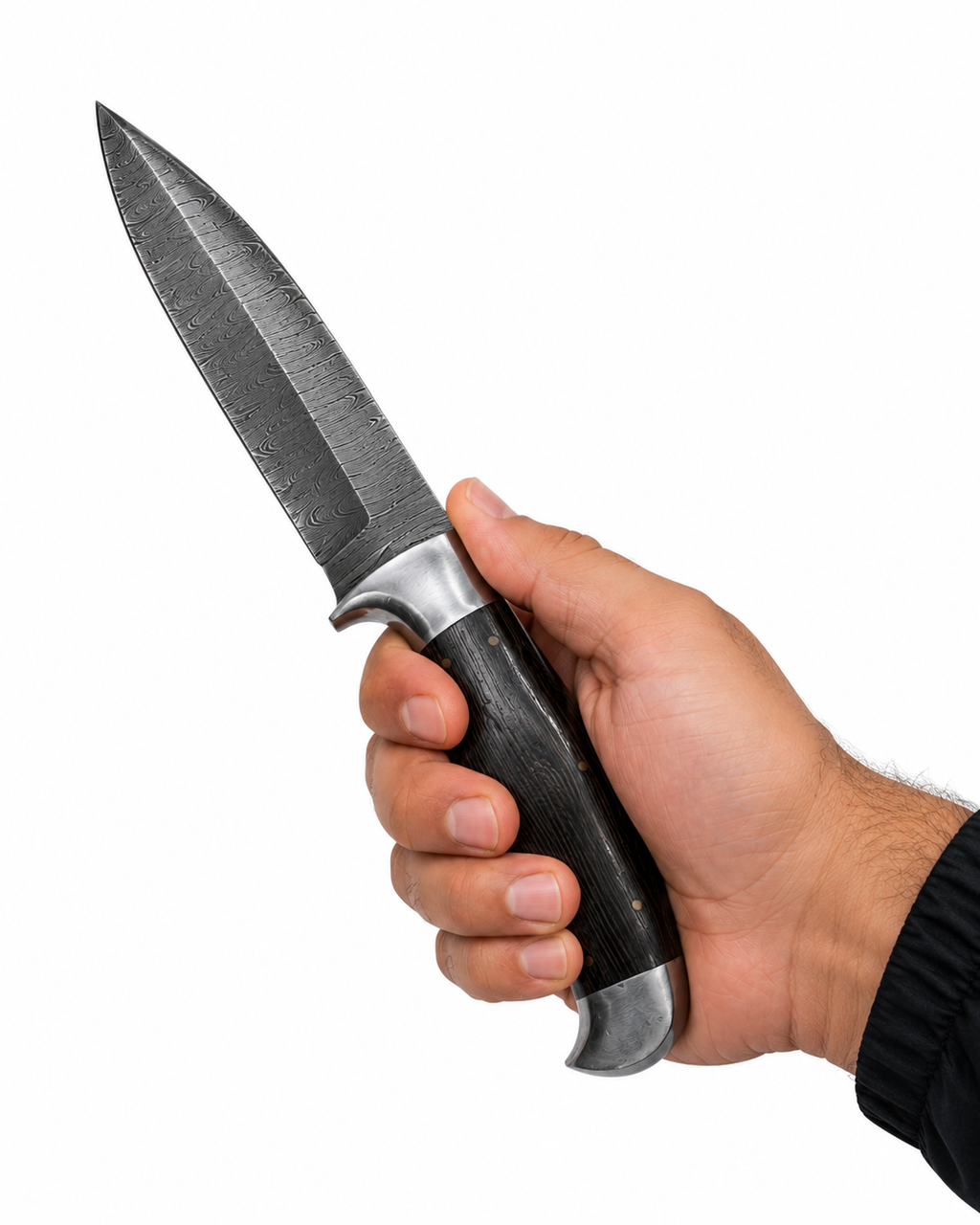 Shadow Hunter Damascus Hunting Knife with Leather Sheath