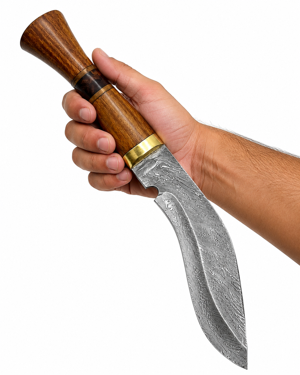 Damascus Hunting Knife with Leather Sheath