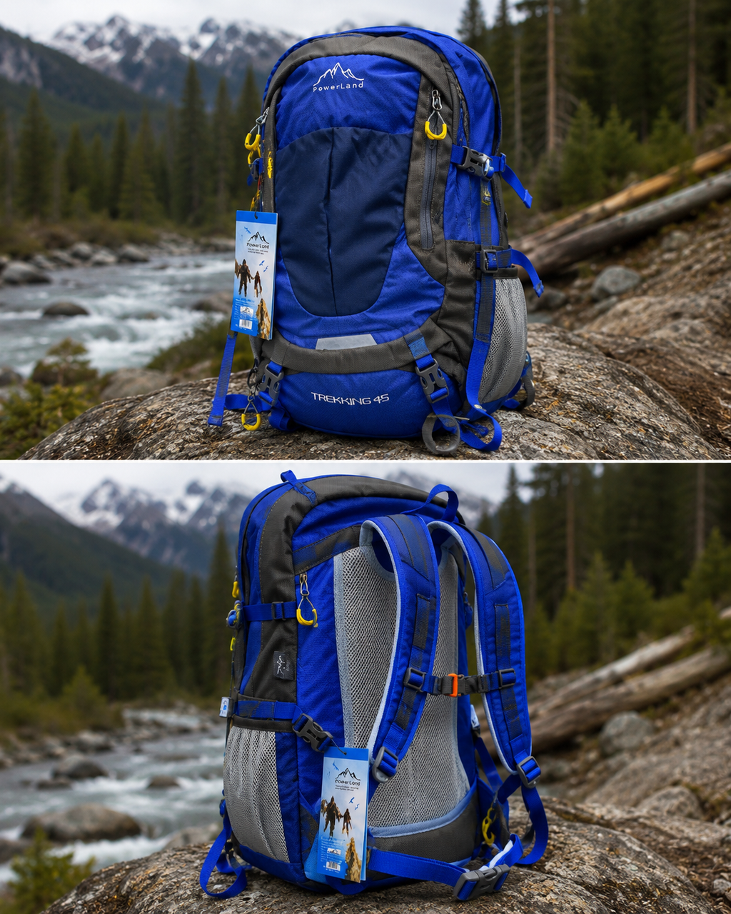 PowerLand Stratos 45 Hiking Backpack - Blue